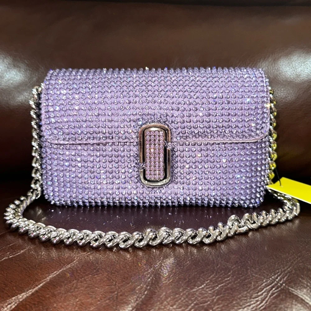 🔥🔥🔥NEW Marc Jacobs The Rhinestone J Purple Shoulder Bag - Picture 10 of 16
